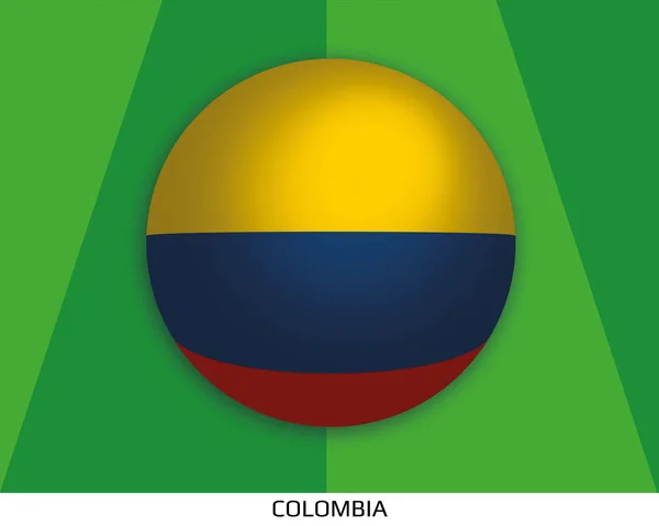 Football World Championship Colombia Flag Made Soccer Ball Playing Grass — Stock Photo, Image