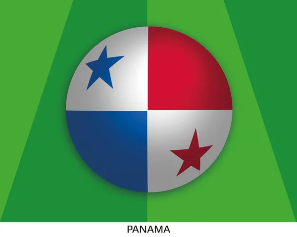 パナマのフラグ フットボールの世界選手権の再生草の芝生でサッカー ボールとしてラウンドを作った — ストック写真