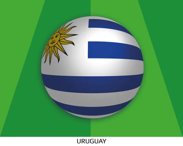 Football World Championship Flag Uruguay Made Soccer Ball Playing Grass — Stock Photo, Image