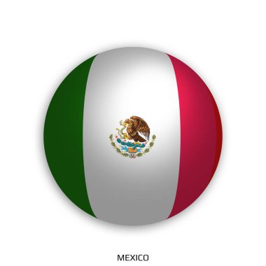Futbol Dünya Şampiyonası futbol topu - yuvarlak yapılan Meksika bayrağı ile alt gölge ve beyaz arka plan üzerinde izole