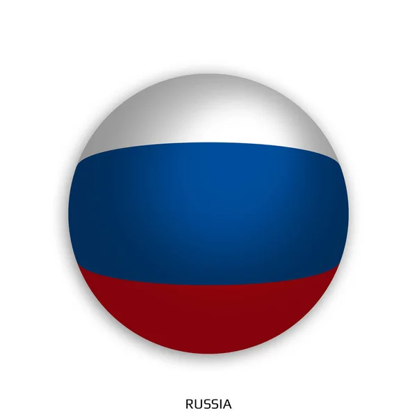 橄榄球世界冠军与俄国旗子做了圆作为足球下落的阴影和被隔绝在白色背景上 — 图库照片