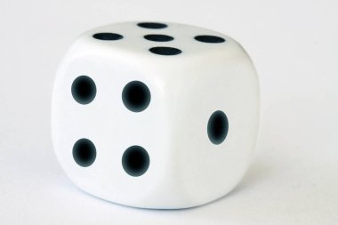 Beyaz arka planda - bir zar kapatmak makro stok fotoğraf kadar