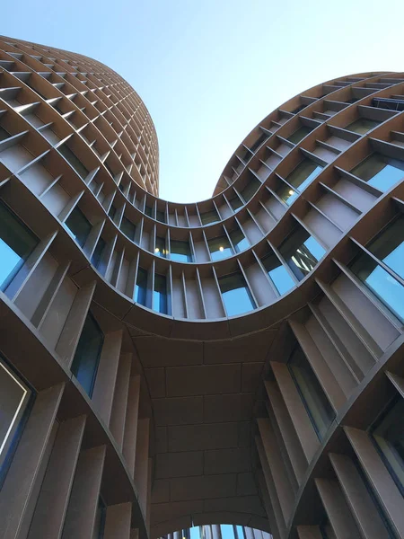 stock image Copenhagen, Denmark - June 26, 2018: Axel Towers is a moden office and mall building designed by Lene Tranberg from the award winning Danish architect firm Lundgaard & Tranberg Arkitekter.