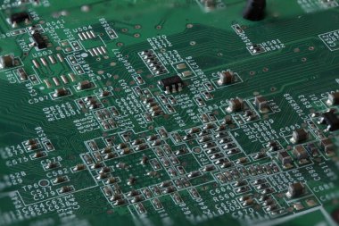 Ayrıntı devreleri, kablolar ve bir cpu--dan a pc bilgisayar içinde panoları.