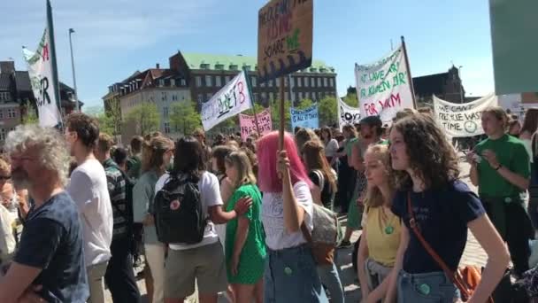 Протестующие маршируют на улицах против бездействия правительства по изменению климата — стоковое видео
