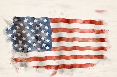 Amerikan Abd suluboya boyama bayrağı sallayarak.