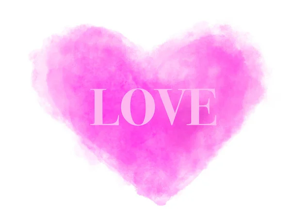 Слово Love Написано Ефірно Рожевому Пухнастому Хмарах Плескає Серце Комп — стокове фото