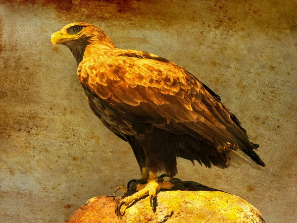 Stolzer Nach Unten Blickender Adler Hat Eine Beute Entdeckt Seitenansicht — Stockfoto