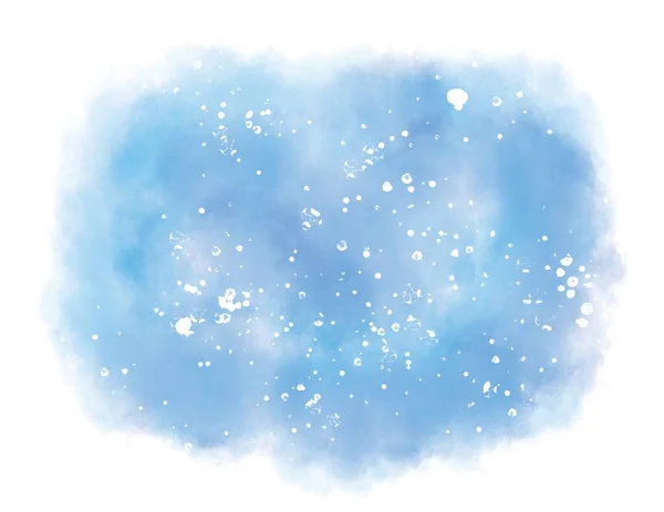 Watercolor Painted Abstract Winter Landscape Splash Blue Colors Snow Flakes — Stock Photo, Image