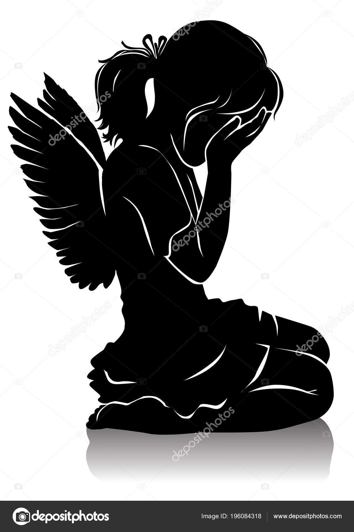 Image vectorielle Silhouette Petit Pleurer Belle Ange Fille par ©pinkkoala  - 196084318, image size:1131x1700