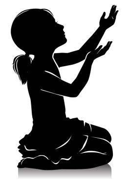 Ellerini gökyüzüne yükselterek bir kız silüeti