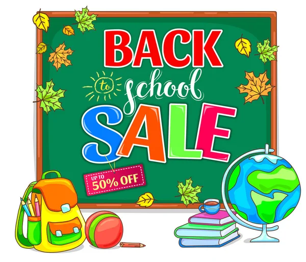 Geri için okul satış illüstrasyon okul yönetimi ile parlak