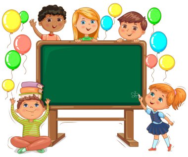 Şirin çocuklar ve okul yönetimi geri okul afiş için.