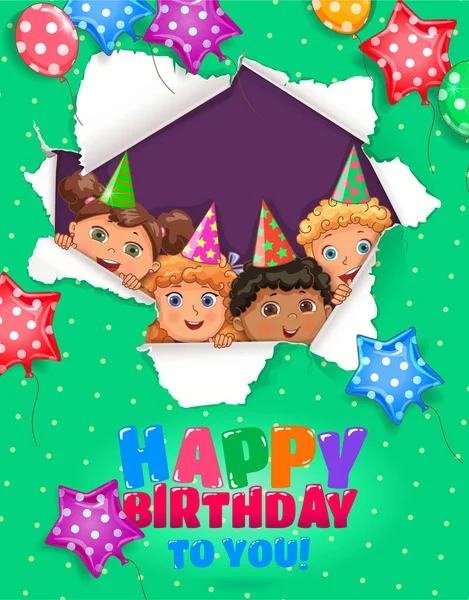 Geburtstagsgrußkarte Mit Loch Und Luftballon — Stockvektor