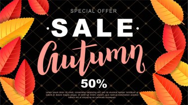Parlak sonbahar satış tasarım el ilanı