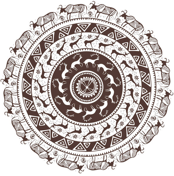 Round ornamental pattern with African animal