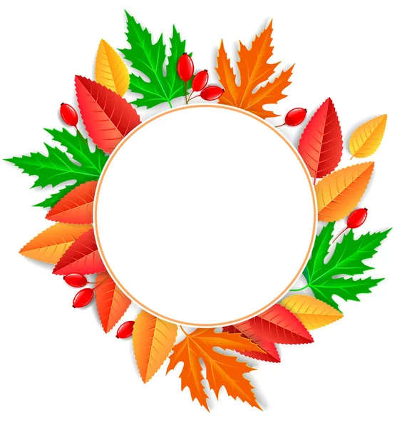 Bright Frame Autumn Leaves — Stock Vector