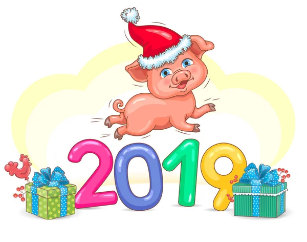 Jasne Świnia Nowy Rok 2019 — Wektor stockowy
