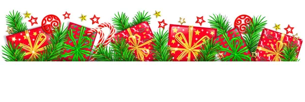 Bandiera Orizzontale Natale Sfondo Bianco — Vettoriale Stock