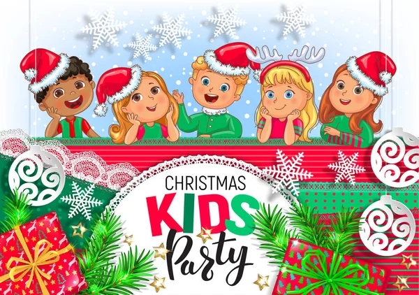 Coole Weihnachten Kinder Party Design — Stockvektor