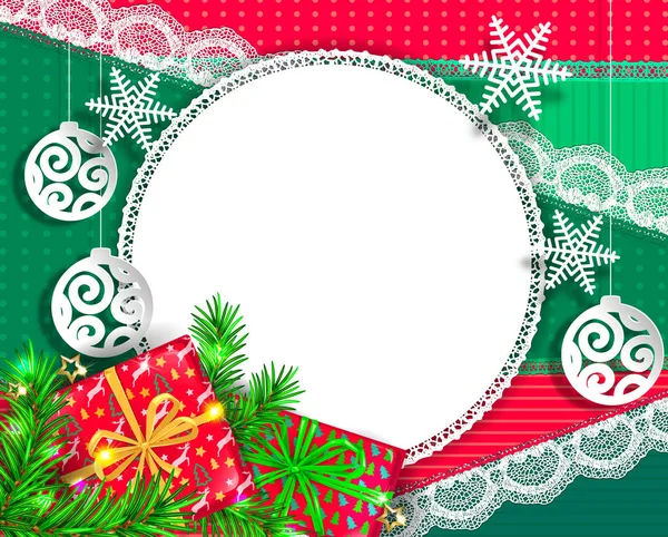 Luminoso Biglietto Auguri Natale Design — Vettoriale Stock