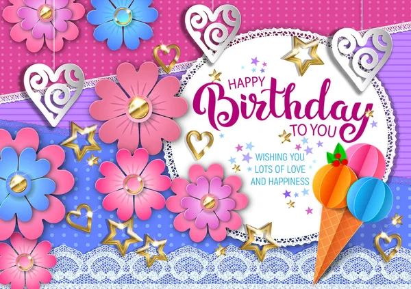 Bright Happy Birthday Greeting Card Royalty Free Stock Vectors