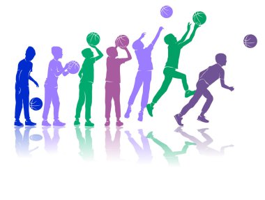 Basketbol siluetleri dinamik renkli
