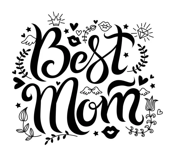 Vector Black White Lettering Best Mom Stock Vector