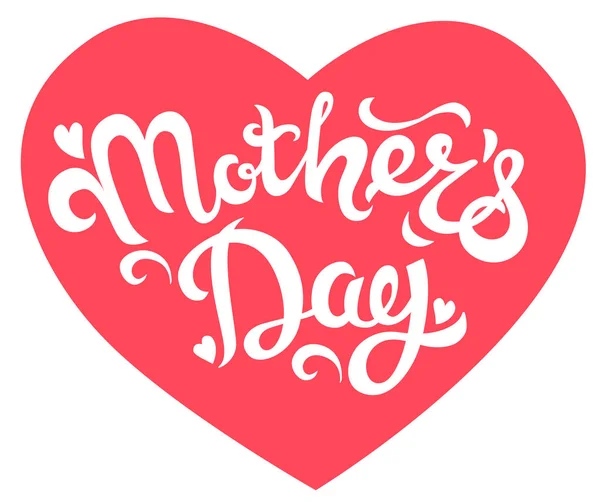 Mothers Day Lettering Red Heart Stock Vector
