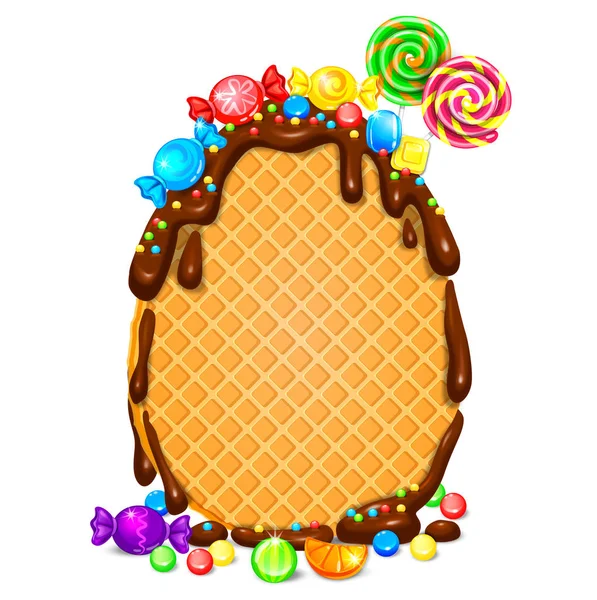 Ovo Páscoa Waffle Banner Branco Chocolate Ilustração Vetorial —  Vetores de Stock