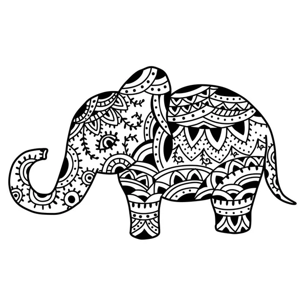 Elefante em padrões étnicos — Vetor de Stock