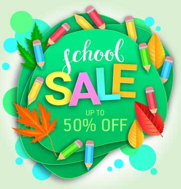 Okul satışı yaratıcı afiş.