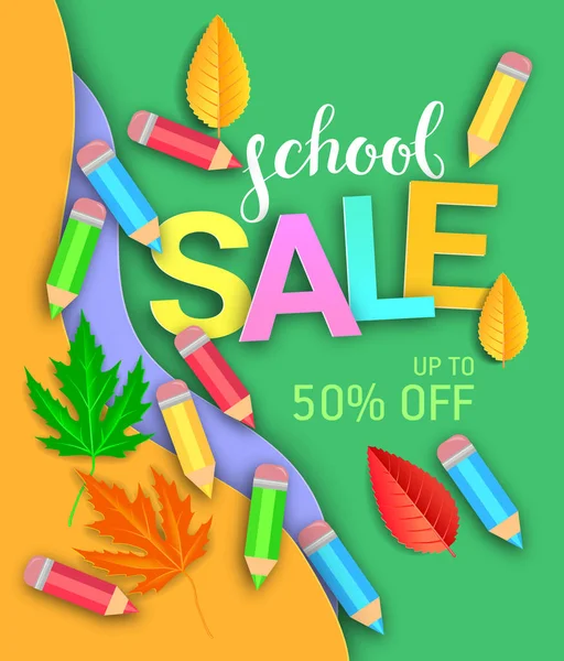 School verkoop reclame poster. — Stockvector