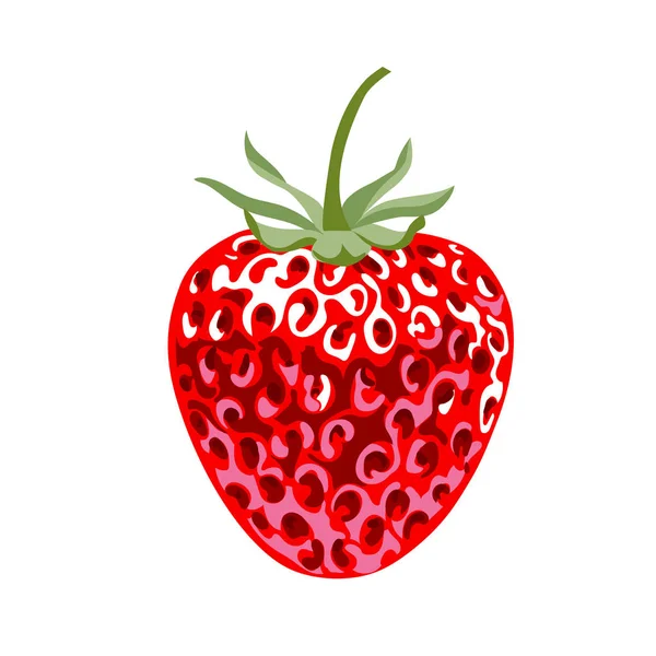 Fresa roja fresca de la baya, baya jugosa del postre sobre fondo blanco, icono realista, ilustración del vector — Archivo Imágenes Vectoriales