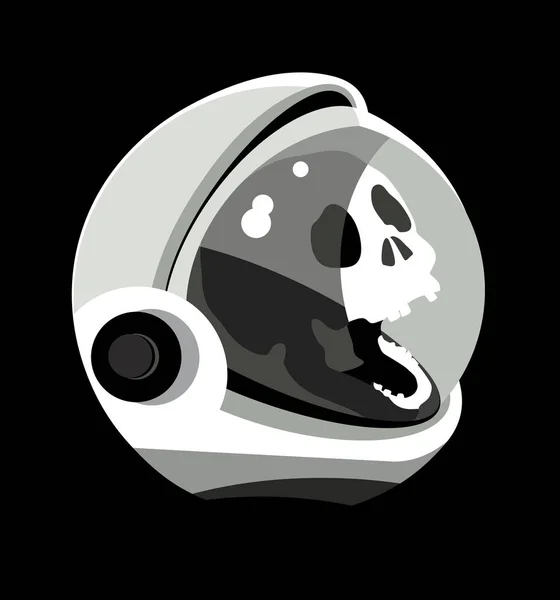 Κρανίο σε διαστημική στολή, κράνος κοσμοναύτης, κοσμοναύτης κεφάλι, νεκρός αστροναύτης στο διάστημα, διάνυσμα, σύμβολο, εικόνα, λογότυπο, γραφικών vector εικονογράφηση — Διανυσματικό Αρχείο
