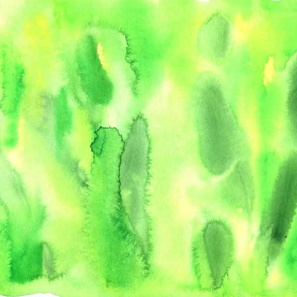 Green abstract painted watercolor texture background on paper texture, hand drawn watercolor illustration