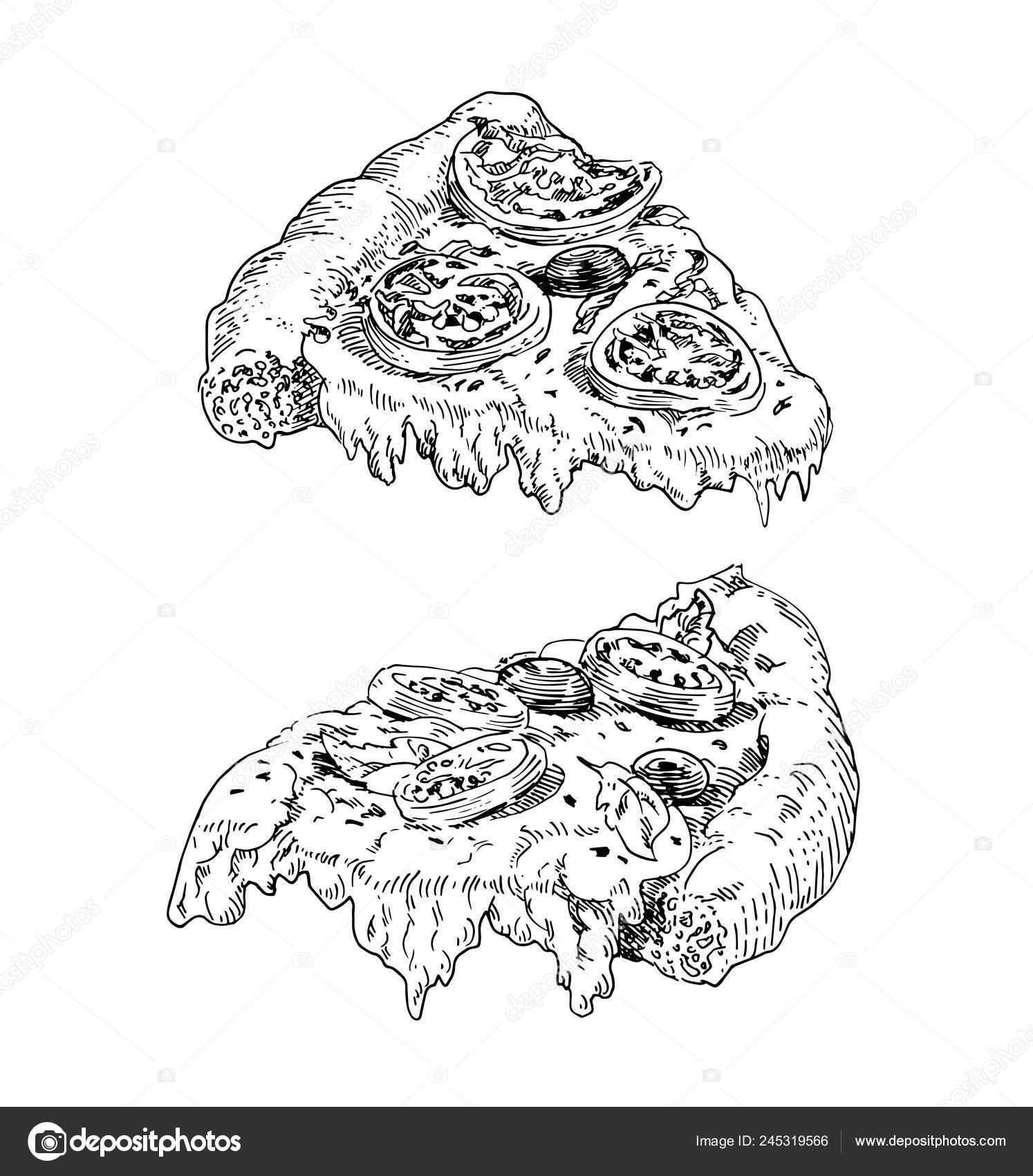 Fetta Di Pizza Deliziosa Con Con Pomodoro Olive Basilico