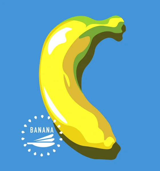 Banane, Obst, Nahaufnahme, ganze exotische Früchte isoliert, Lebensmittelkonzept, Vektorgrafik auf farbigem Hintergrund. Symbol, Symbol. — Stockvektor