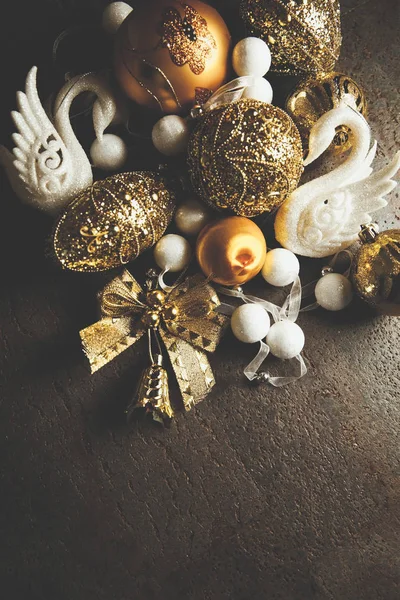 2015 Sparkling Christmas Background Golden White Decor — 스톡 사진