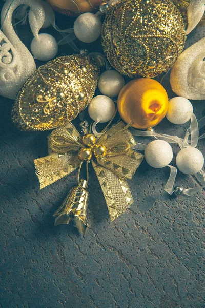 Sparkling Christmas 2019 Achtergrond Met Gouden Witte Decor — Stockfoto