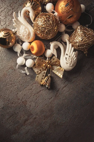 2015 Sparkling Christmas Background Golden White Decor — 스톡 사진