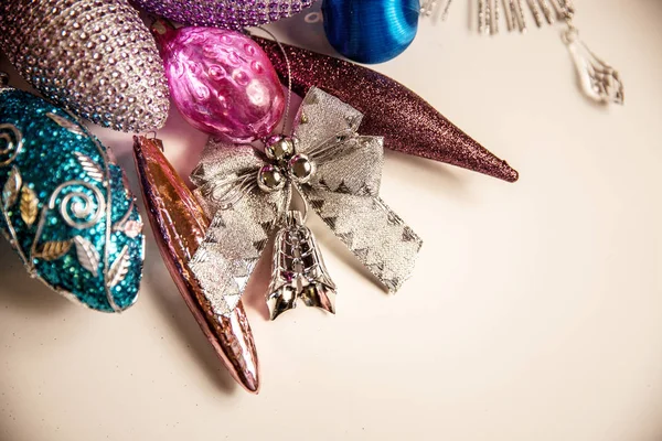 Κομψά Χριστούγεννα 2019 Διακόσμηση Closeup Μπλε Και Ροζ Χρώματα — Φωτογραφία Αρχείου
