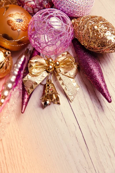 Weihnachtsdekor Rosa Farben Auf Weiß — Stockfoto