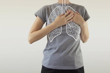 Vurgulanan mavi sağlıklı akciğerler kadın vücudunda / sağlıklı lifestyl