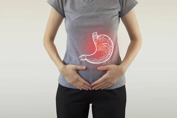 女性突出胃的数字合成 — 图库照片