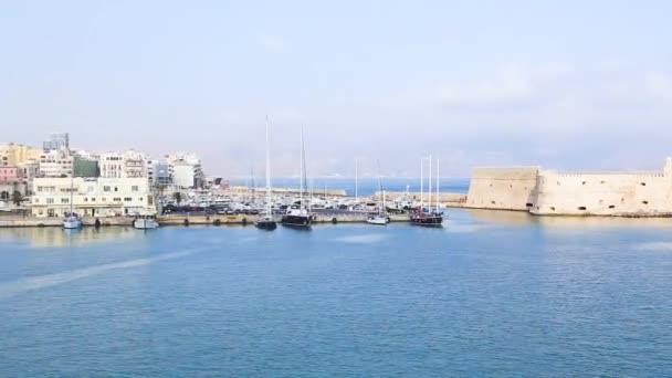 威尼斯人堡垒城库勒斯及港口 伊拉克利翁 克里特 — 图库视频影像
