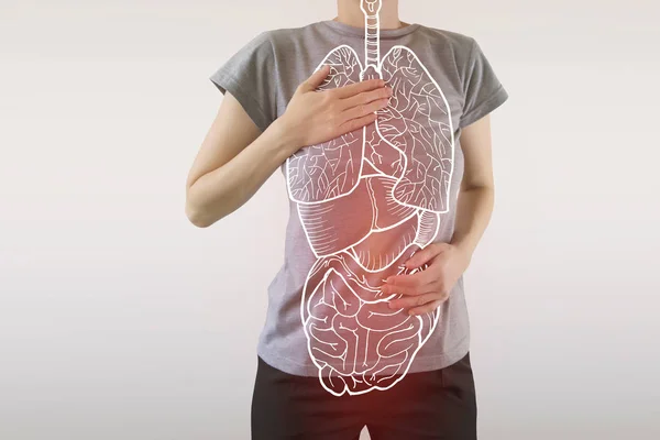 Highlighted internal organs with some illness — Stock Photo, Image