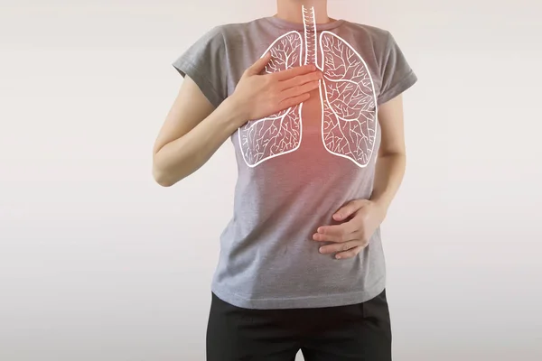 Imagen compuesta de los pulmones rojos heridos resaltados —  Fotos de Stock