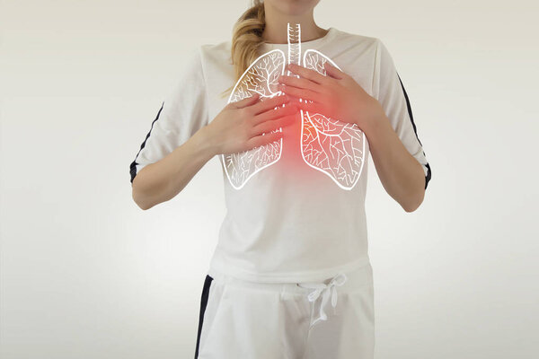 composite image of highlighted red injured lungs