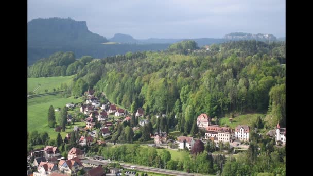 Elba Der Sächsischen Schweiz Von Oben Der Nähe Der Bastei — Stockvideo